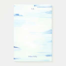 Abstrakte Kunst des Blauen Ozeans Personalisierter Post-it Klebezettel