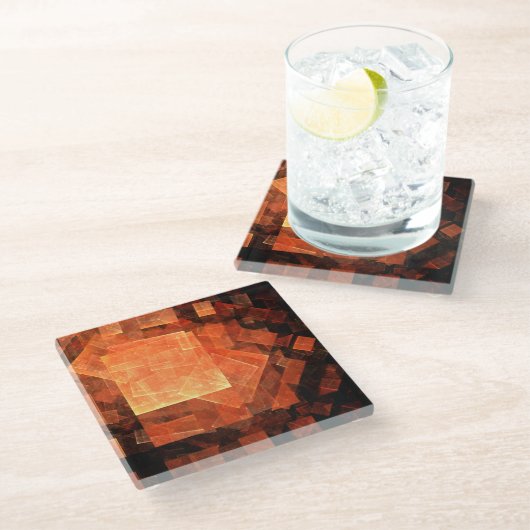 Abstrakte Kunst des Fensterlichts Glasuntersetzer (Schrägansicht)