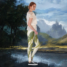 Abstrakte Kunst des schimmernden grünen Schaffens Leggings
