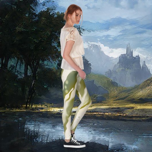 Abstrakte Kunst des schimmernden grünen Schaffens Leggings