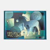 Abstrakte KUNST - EIN PFERD - Sand blau Fußmatte (Vorderseite)