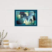 Abstrakte KUNST - EIN PFERD - Sand blau Poster (Küche)