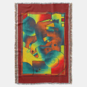 Abstrakte KUNST - EINE PFERDE - blau-gelb Decke (Vorderseite Vertikal)