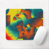 Abstrakte KUNST - EINE PFERDE - blau-gelb Mousepad (Mit Mouse)