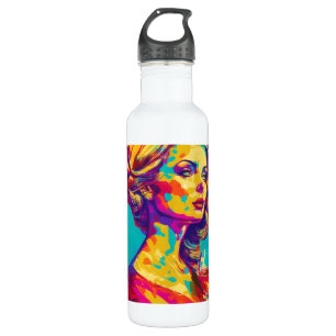 Abstrakte Kunst einer Dame im Vintage-Stil mit ein Edelstahlflasche