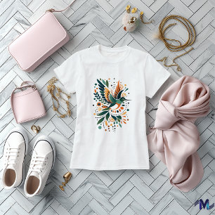 Abstrakte Kunst eines fliegenden Kolibris T-Shirt