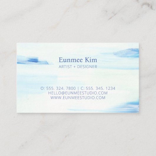 Abstrakte Kunst, einzigartig blau und mint Visitenkarte (Rückseite)