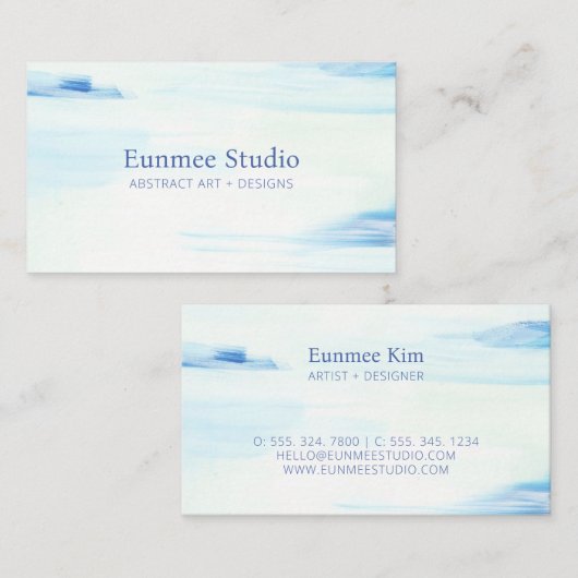Abstrakte Kunst, einzigartig blau und mint Visitenkarte (Vorne/Hinten)