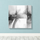 Abstrakte Kunst Elegante Schwarz/Weiß Moderne Male Leinwanddruck (Insitu (Holzboden))