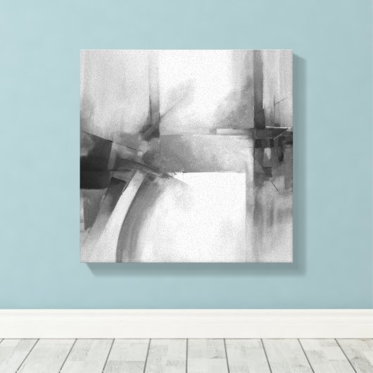 Abstrakte Kunst Elegante Schwarz/Weiß Moderne Male Leinwanddruck (Insitu (Holzboden))