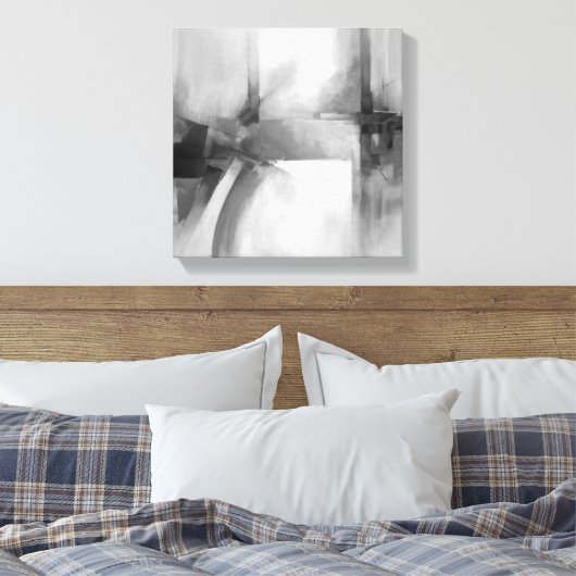 Abstrakte Kunst Elegante Schwarz/Weiß Moderne Male Leinwanddruck (Insitu (Schlafzimmer))