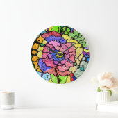 Abstrakte Kunst Farbenfrohe Wunderbare Blume Große Wanduhr (Zuhause)
