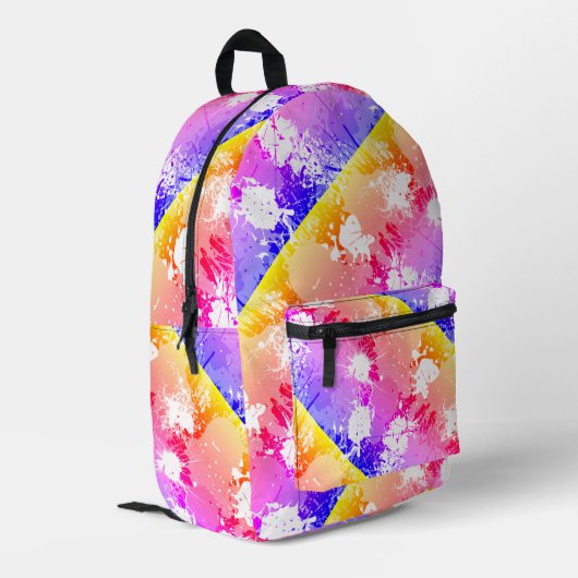 Abstrakte Kunst - farbenfroher Rucksack (Rückseitige Ecke links)