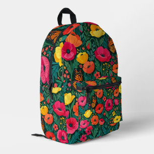 Abstrakte Kunst Farbige Mohnblumen Monarch-Rucksac Bedruckter Rucksack