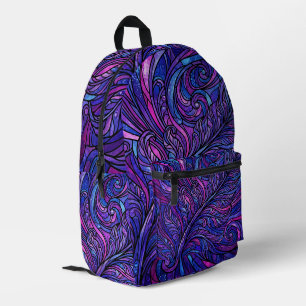 Abstrakte Kunst Farnblatt Kosmisch Lila Rucksack
