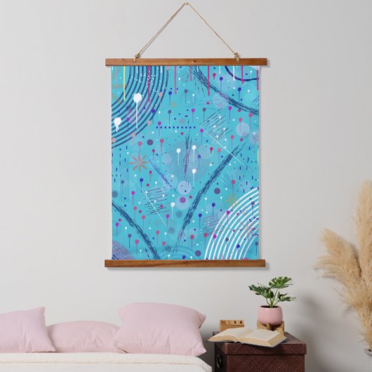 Abstrakte Kunst: Funken am Himmel Wandteppich Mit Holzrahmen (Schlafzimmer)