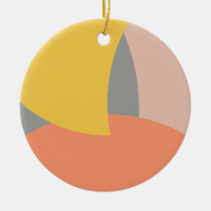 Abstrakte Kunst Gelb Grau Weiß Keramik Ornament