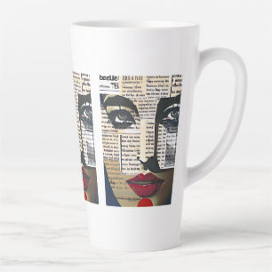 Abstrakte Kunst   Gesicht einer Dame Digitale Text Milchtasse