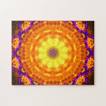 Abstrakte Kunst | goldener und lila Mandala