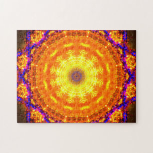 Abstrakte Kunst   goldener und lila Mandala Puzzle