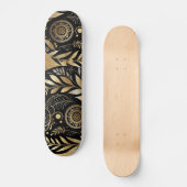 Abstrakte Kunst Goldenes Laub Schwarz Minimal Boho Skateboard (Vorderseite)