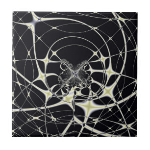 Abstrakte Kunst Goldenes Spinnennetz Fliese