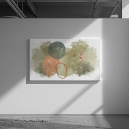 Abstrakte Kunst, grüne Anzüge, Pfirsichringe mit G Leinwanddruck