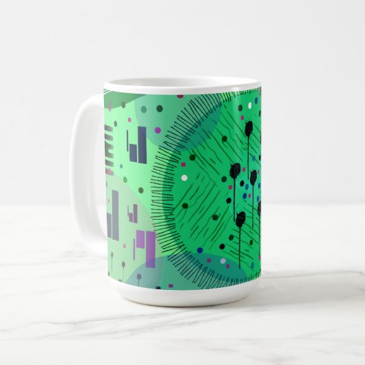 Abstrakte Kunst: Grüne Kiwi-Frucht Kaffeetasse (Vorderseite Links)