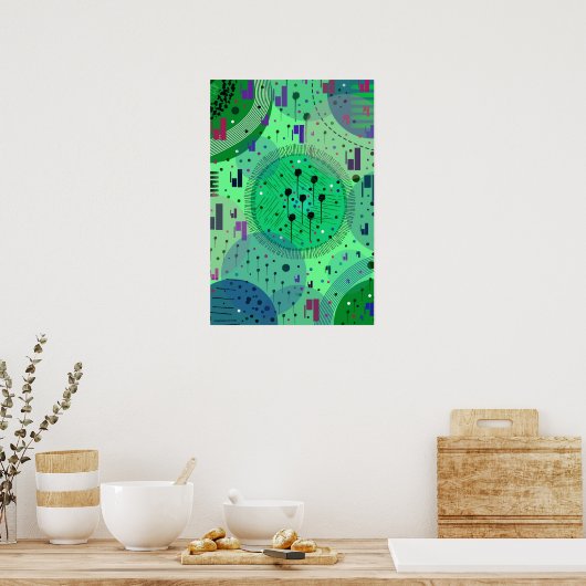 Abstrakte Kunst: Grüne Kiwi-Frucht Poster (Küche)