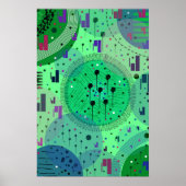 Abstrakte Kunst: Grüne Kiwi-Frucht Poster (Vorne)