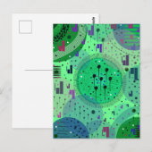 Abstrakte Kunst: Grüne Kiwi-Frucht Postkarte (Vorne/Hinten)
