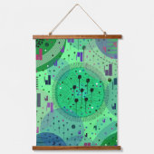 Abstrakte Kunst: Grüne Kiwi-Frucht Wandteppich Mit Holzrahmen (Vorderseite)