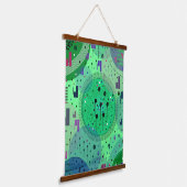 Abstrakte Kunst: Grüne Kiwi-Frucht Wandteppich Mit Holzrahmen (Gewinkelt)
