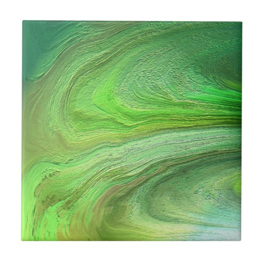 Abstrakte Kunst Grüne Metallicfarbe Fliese (Vorderseite)