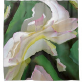 Abstrakte Kunst-grüne und weiße Blume Duschvorhang (Vorderseite)