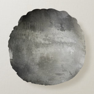 abstrakte Kunst Grunge schwarz und weiß texturiert Rundes Kissen