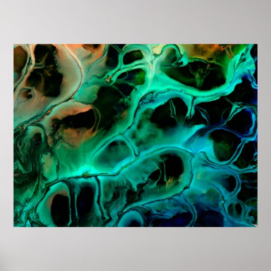 Abstrakte Kunst helle Neonmalerei in Violett und P Poster (Vorne)