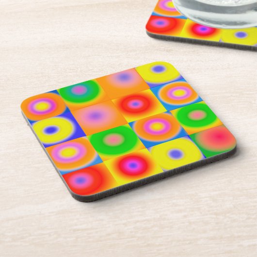 Abstrakte Kunst hellgelb rot Getränkeuntersetzer (Linke Seite)