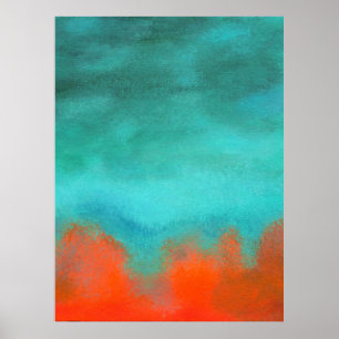 Abstrakte Kunst Himmel Feuer Lava Rot Orange Türki Poster