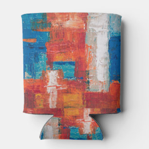 Abstrakte Kunst im Ausland: Rot und Blau-Acrylmale Dosenkühler