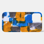 Abstrakte Kunst in Blau, Orange und Grau Case-Mate iPhone Hülle (Rückseite (Horizontal))