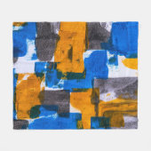 Abstrakte Kunst in Blau, Orange und Grau Fleecedecke (Vorderseite (Horizontal))