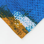Abstrakte Kunst in Blau, Orange und Grau Fleecedecke (Ecke)