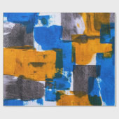 Abstrakte Kunst in Blau, Orange und Grau Geschenkpapier (Flach)