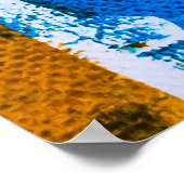 Abstrakte Kunst in Blau, Orange und Grau Poster (Ecke)