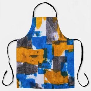 Abstrakte Kunst in Blau, Orange und Grau Schürze