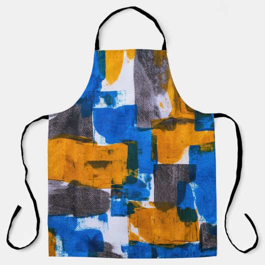 Abstrakte Kunst in Blau, Orange und Grau Schürze (Vorderseite)