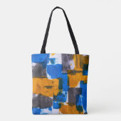 Abstrakte Kunst in Blau, Orange und Grau Tasche (Rückseite)