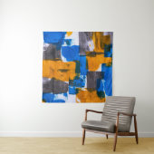 Abstrakte Kunst in Blau, Orange und Grau Wandteppich (Beispiel)