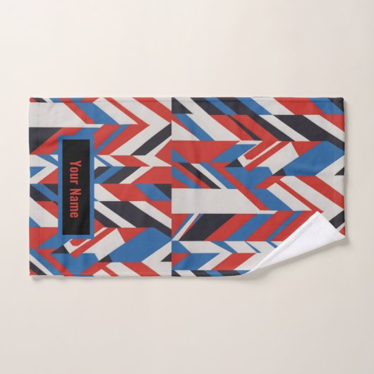 Abstrakte Kunst in Blau, Rot und Weiß Handtuch (Handtuch)